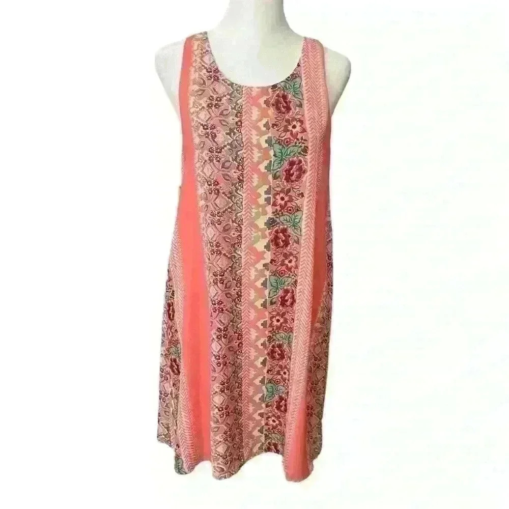 Everly Women’s Shift Dress Size S Sleeveless Peach Floral Flowy Vacation Summer